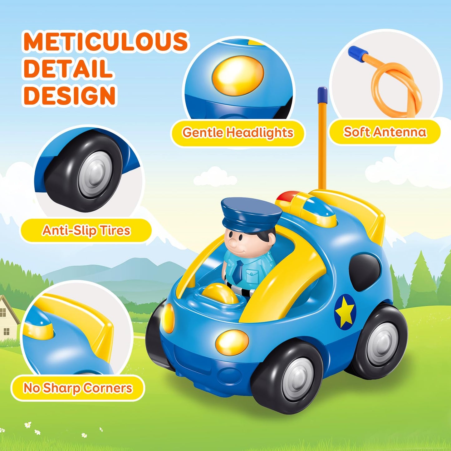 Pup Go First Remote Control Car for Toddler 18 Months+, 2 Interchangeable Dolls with Siren & Lights, Baby RC Police Racing Toy for 2 3 Year Old Boys Girls Kids, Perfect Xmas Presents (Sapphire Blue)
