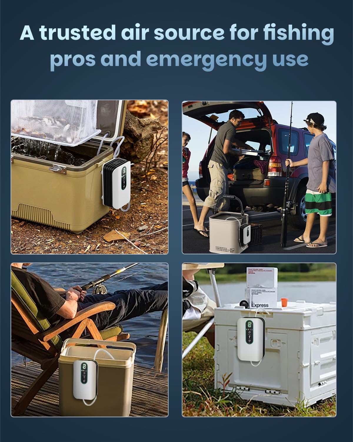 Pawfly Aerator for Fish, Portable Live Bait Aerator, Rechargeable Battery Air Pump for 5-20 Gallon Bait Bucket, Adjustable Minnow Bucket Livewell Oxygen Pump for Outdoor Fishing and Fish Transport