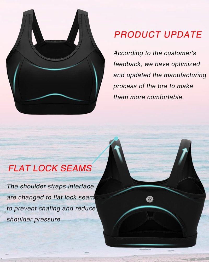 RUNNING GIRL High Impact Sports Bras for Women,Racerback Bra Workout Crop Tops for Women(WX2667 Black,3XL)