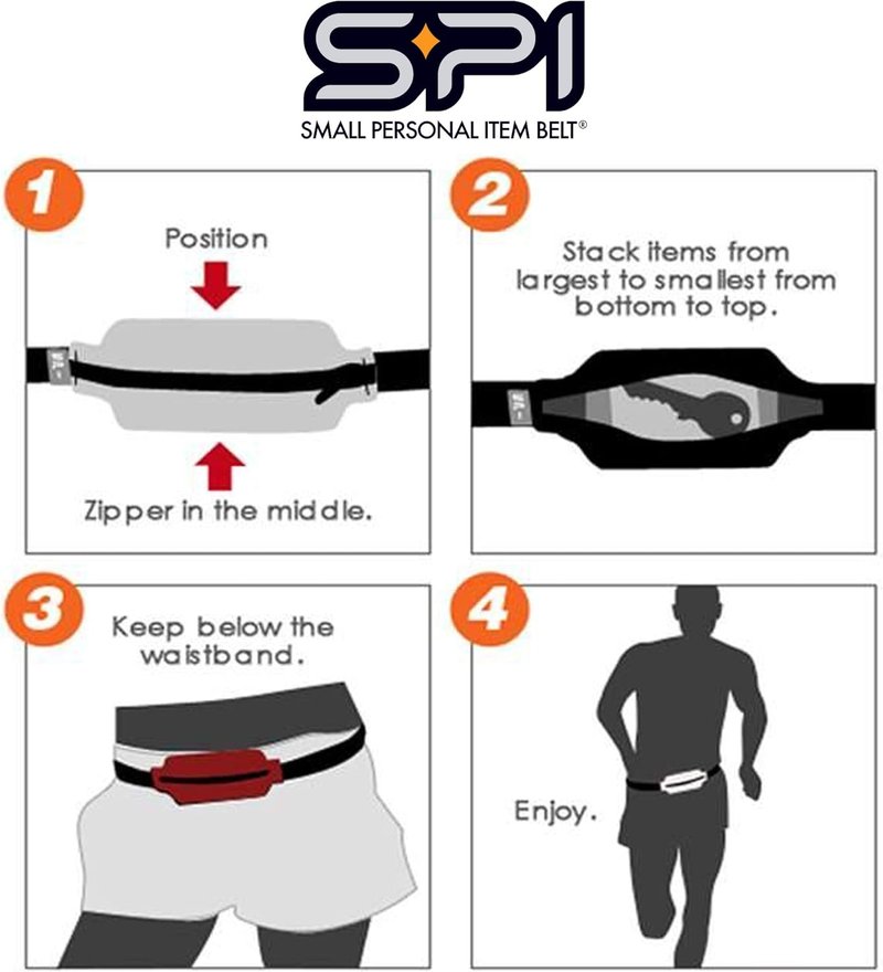 SPIbelt Running Belt - Adjustable Phone Holder for Running | Black with Black Zipper, Fits All Phones