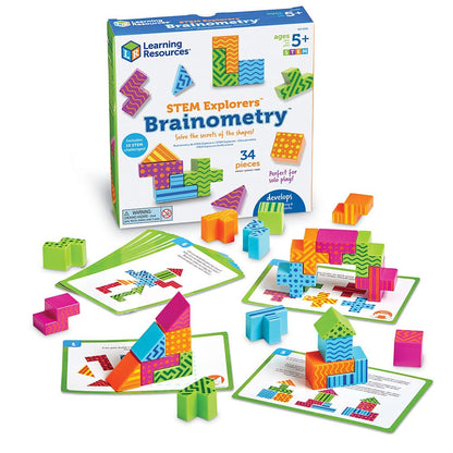 Learning Resources STEM Explorers Brainometry Age 5+, Critical Thinking & STEM Skills 3D Puzzle Game for Kids, 10 STEM Challenges, Ages 5+