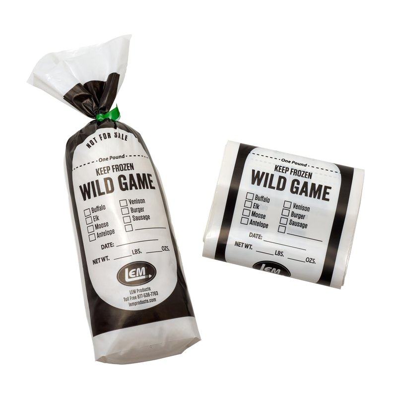 LEM Products 1 lb. Wild Game Bags, Polyethylene, White and Black, 100 Count