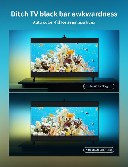 Ailofy Smart TV LED Backlight with Camera for 40-50 inch Screens, 7.87ft LED Strip Lights Sync to Screen& Music, Color Changing Lights for TV Compatible with Alexa & Google Assistant, App Control