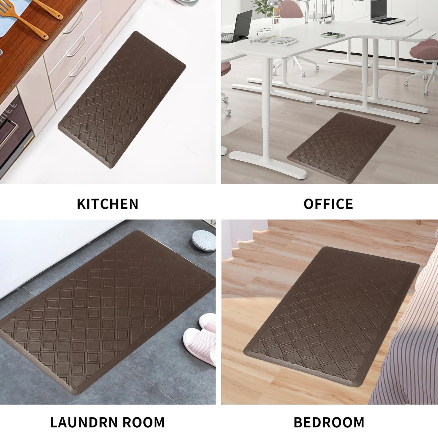 17.3 x 30 Inch Waterproof Anti Fatigue Comfort Kitchen Mat, Thick Non-Slip Standing Desk Mat, Commercial Pads for Offices, Home, Garages