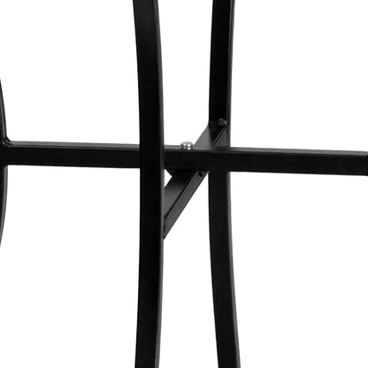 Flash Furniture Oia 28" Commercial Grade Steel Patio Table, Modern Square Rain Flower Design Outdoor Dining Table, Black