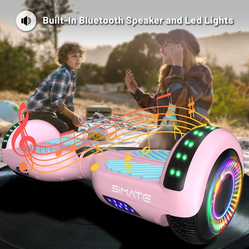 SIMATE Hoverboard, Bluetooth All Terrain Hover Boards with LED Lights and APP Control, Gifts for Kids Adults Girls Boys, for All Ages