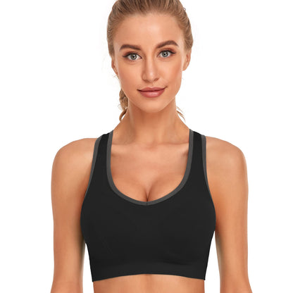 GXXGE Padded Racerback Sports Bras for Women High Impact Workout Yoga Gym Activewear Fitness Bra Black Grey White Large