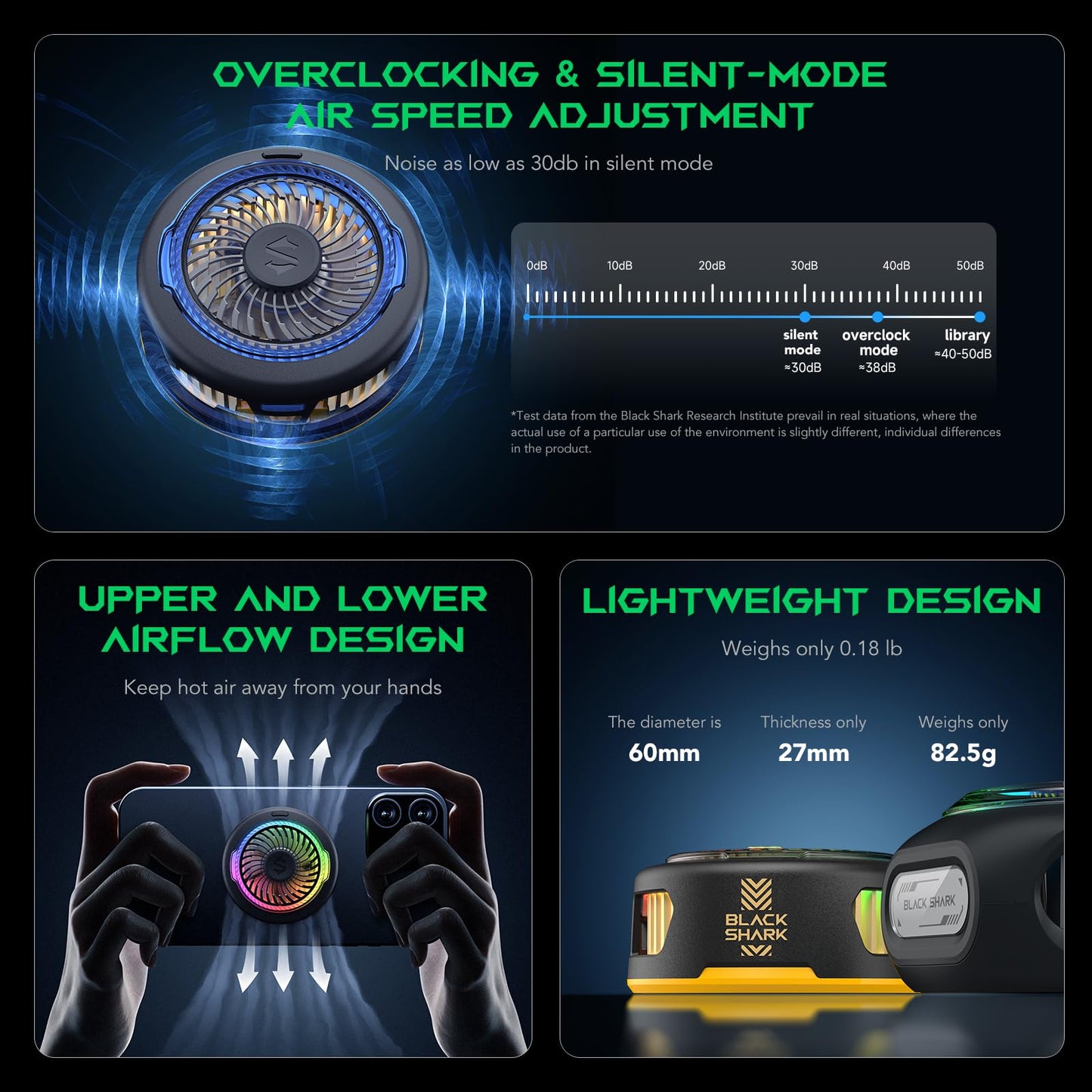 Black Shark FunCooler 5 Magnetic Cell Phone Cooler for Gaming, Portable Mobile Phone Cooling Fan with RGB Light, Cellphone Radiator for iPhone Magnetic Series/Android/Tablet/iPad (Black)