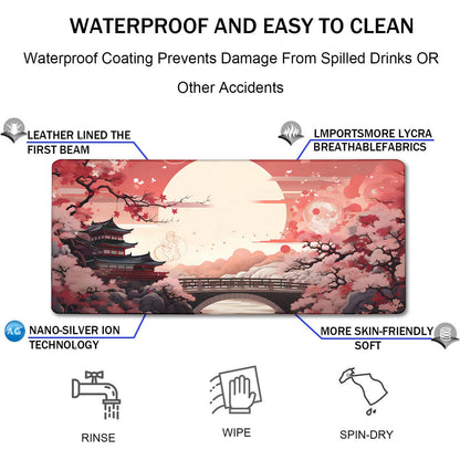 Japanese Large Gaming Mouse Pad with Stitched Edges, 31.5" x 15.7" Large Extended Computer Pad, Mouse Pad Protector with Non-Slip Waterproof Rubber Base for Laptop Office Accessories, Sunset