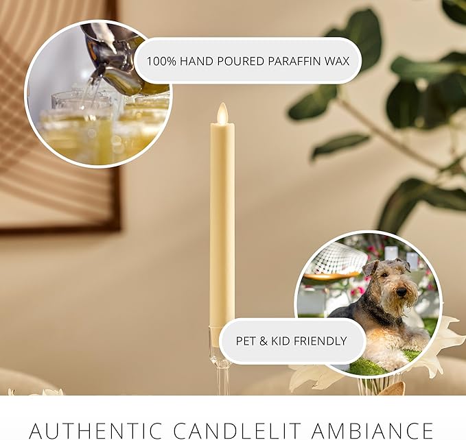 Luminara - Flameless Battery Operated Taper Candle - Lemon Chiffon - Pack of 1-1x9.5 - LED Flickering Flame - Realistic Safe for Home Kids and Pets
