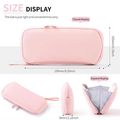 ANGOOBABY Pencil Case Wide Opening Durable Pen Pouch Lightweight Portable Pencil Bag with Handle for School Teen Girl Boy Men Women Adults Pink