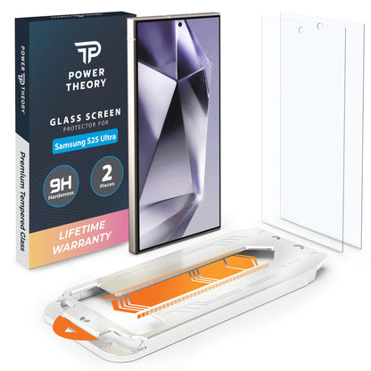 Power Theory Designed for Samsung Galaxy S21 FE 5G Screen Protector Tempered Glass [9H Hardness], Easy Install Kit, 99% HD Bubble Free Clear, Case Friendly, Anti-Scratch, 2 Pack