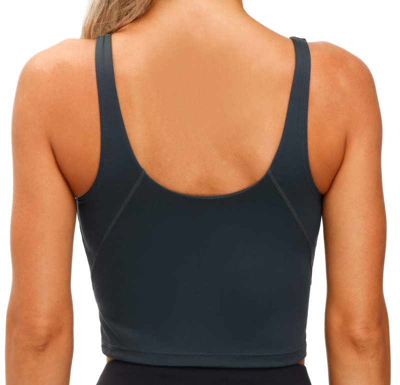 Women’s Longline Sports Bra Wirefree Padded Medium Support Yoga Bras Gym Running Workout Tank Tops (Charcoal Grey, Large)