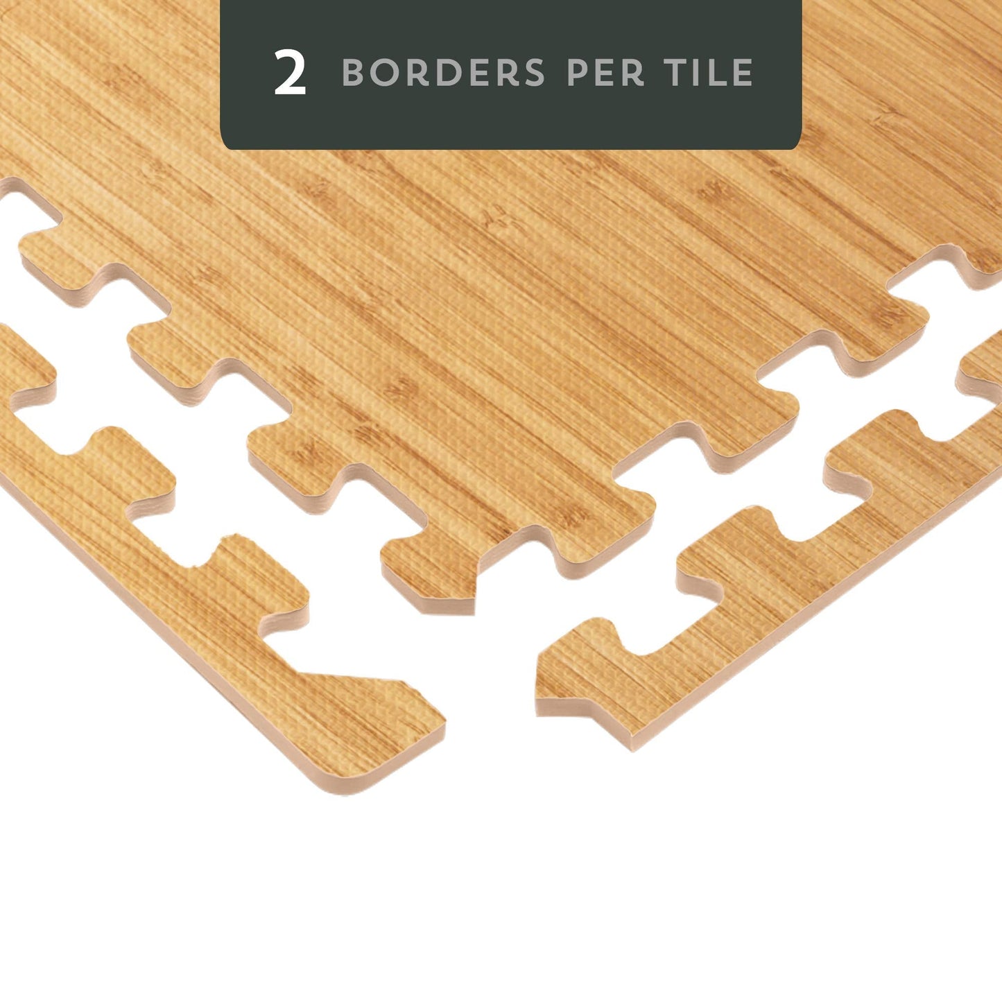 Forest Floor 3/8 Inch Thick Printed Foam Tiles, Premium Wood Grain Interlocking Foam Floor Mats, Anti-Fatigue Flooring – Stylish Flooring Solution, Light Bamboo, 16 Sq Ft