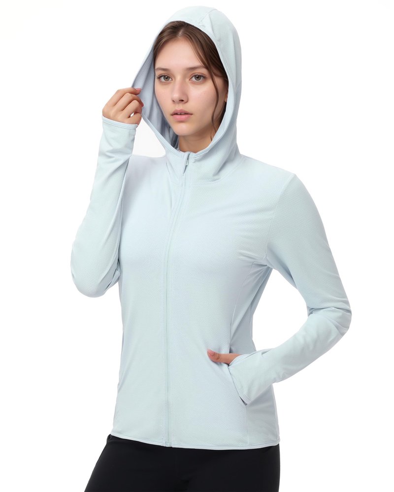 isnowood Womens UPF 50+ SPF Hoodie Jacket, UV Sun Protection Long Sleeve Full Zip Hoodies, Lightweight Athletic Shirts for Hiking Outdoor Workout