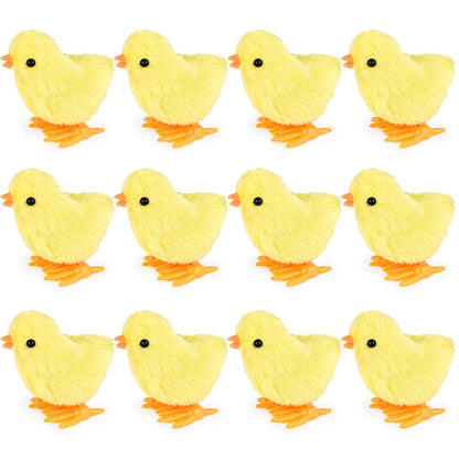 3 otters 12PCS Wind Up Toys, Wind-Up Jumping Cute Chicken Plush Chicks Toy for Kids Goodie Bags Treasure Chest Party Favors Gifts