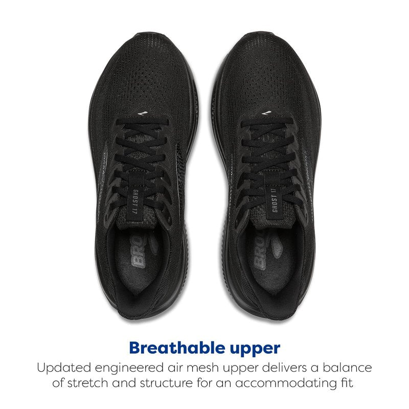 Brooks Men’s Ghost 17 Neutral Running Shoe - Black/Black/Ebony - 9 X-Wide