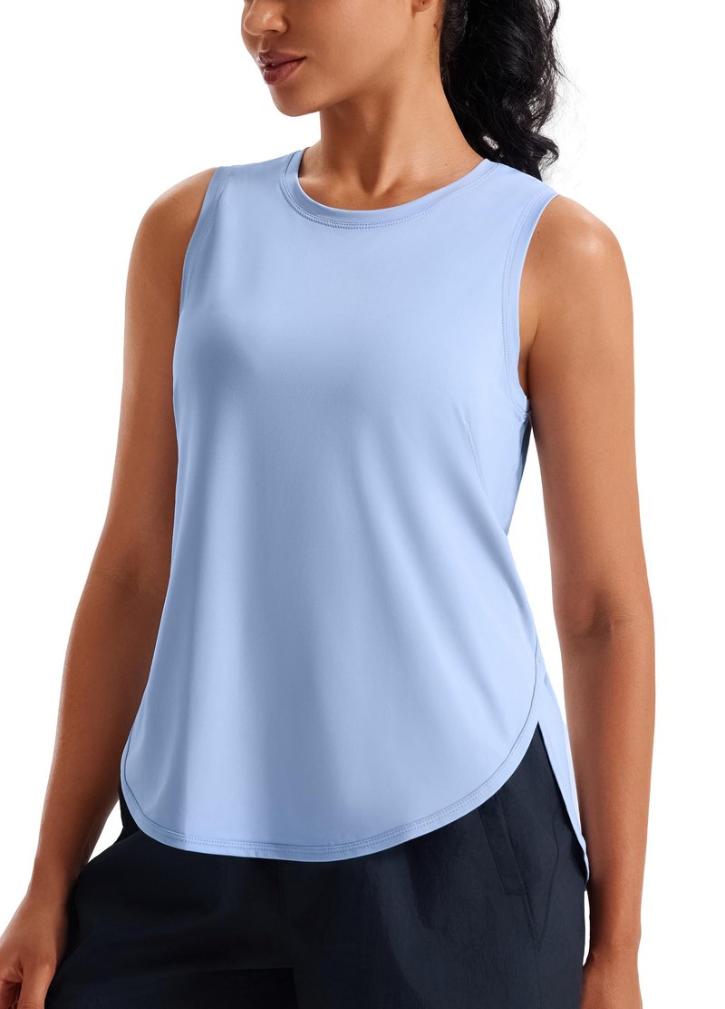 JOYSPELS Ice Silk Workout Tank Tops for Women Cool Sleeveless Loose Fit Yoga Shirts Light Blue