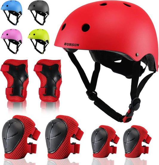 Kids Bike Helmet - Adjustable Toddler Helmet with Knee, Elbow & Wrist Pads | Ages 2-14, Ideal for Skateboarding & Biking