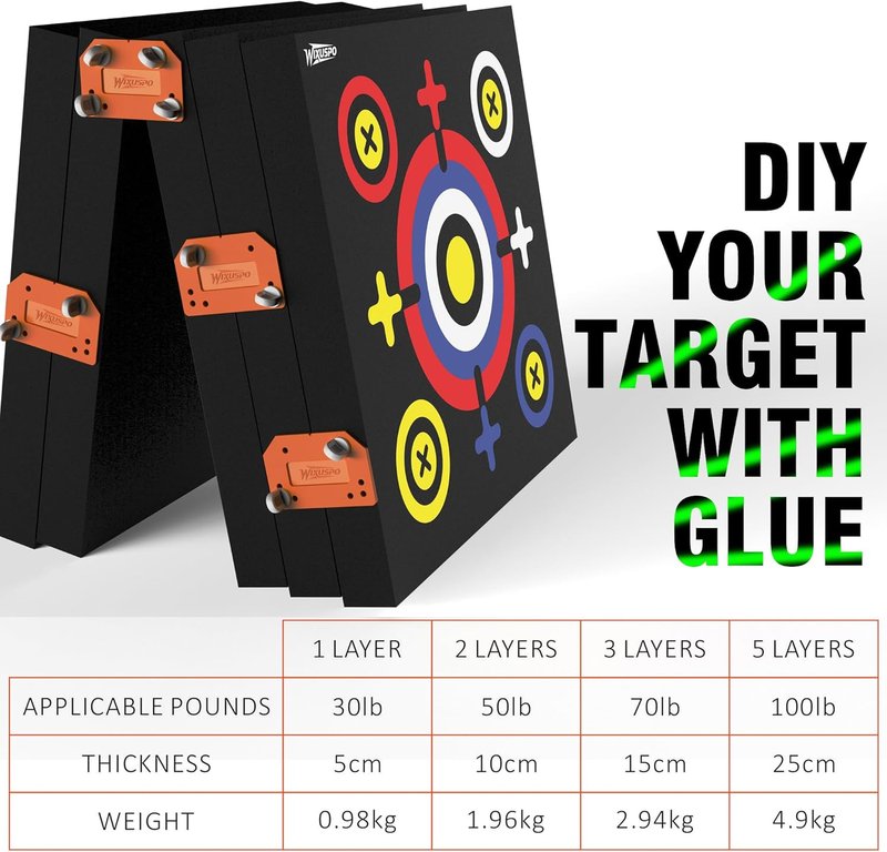 Foam Archery Target Set - 20'' x 20'' x 4'' High-Density Blocks | Portable & Foldable for Youth Practice (2 Pack)