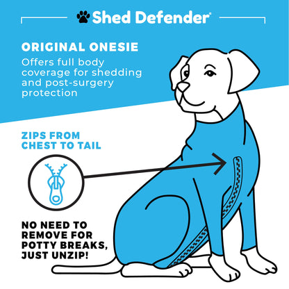 Shed Defender Bodysuit for Dogs - Original Dog Onesie Shedding Shirt - Seen on Shark Tank - Contains Dog Hair, Anxiety Calming Surgery Recovery Suit - Vet Approved