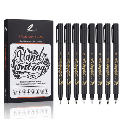 GETHPEN 8-Size Calligraphy Set – Calligraphy markers Black Archival Ink Pens for Hand Lettering, Art Drawing & Scrapbooking