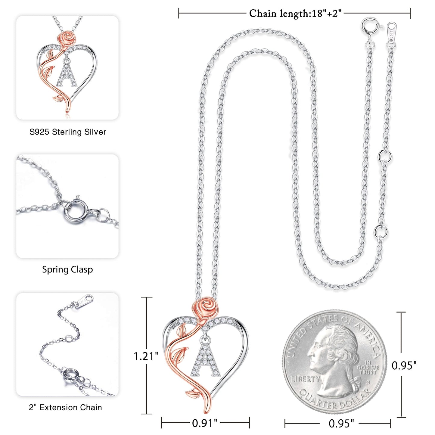 Iefil Valentines Gifts for Her Wife - Necklaces for Women, Anniversary Women Gifts, Birthday Gift for Female, Gift for Wife Girlfriend Mom | Rose Heart Necklaces, Initial K