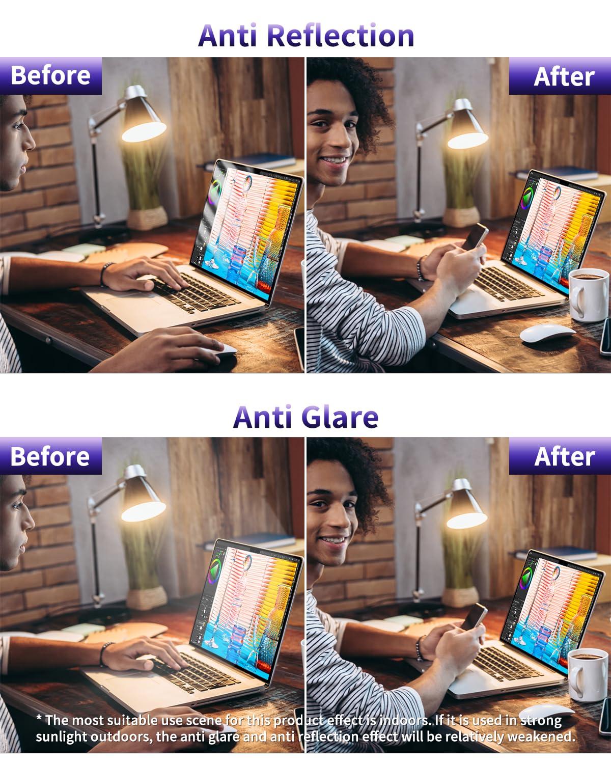 F FORITO 2-Pack Anti Blue Light Matte Screen Protector Compatible with MacBook Air 13.6 inch (2022-2025, M2, M3, M4), Eye Protection Blue Light Blocking & Anti Glare Laptop Screen Protector