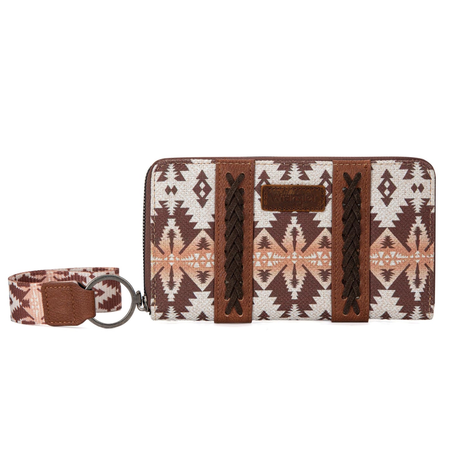 Montana West × Wrangler Wristlet Western Wallet Boho Aztec Credit Card Holder for Women, 2203 Light Coffee, L, Minimalist