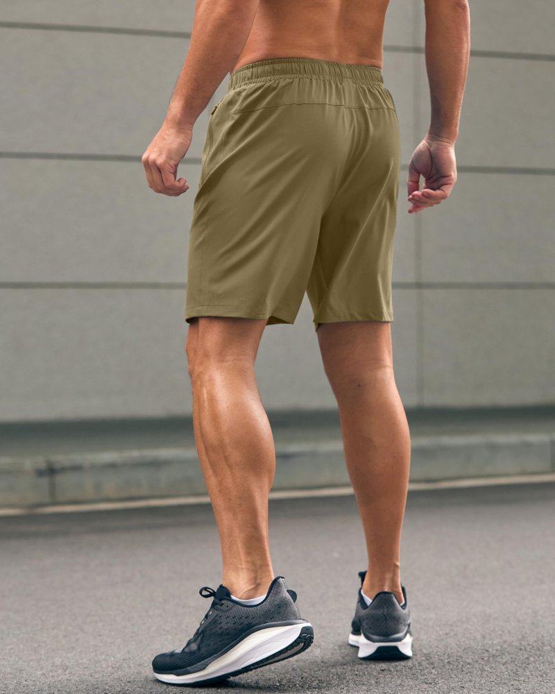 G Gradual Men's Athletic Running Shorts with Zipper Pockets Quick Dry 7"/ 5"/ 9" Workout Gym Shorts for Basketball Hiking(Dusty Khaki,7M)