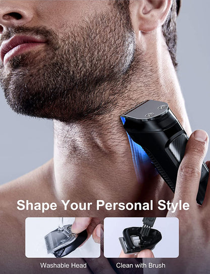 Beard Trimmer Hair Clippers Men, Nose & Ear Trimmer, 9-in-1 Body Groomer Men Kit, Cordless Rechargeable Hair Clippers with 7 Limit Combs, Stainless Steel Blades, 100% Waterproof Extra Long Life