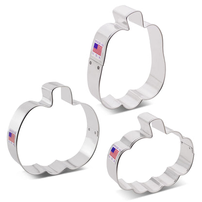 Halloween & Thanksgiving Pumpkin Patch Cookie Cutters 3-Pc. Set Made in USA by Ann Clark