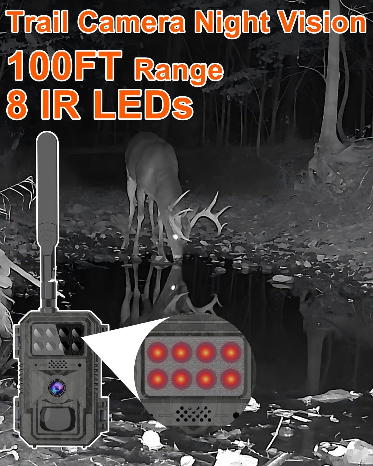 Vatony 4G Cellular Trail Camera-with 4K 48MP Wide Angle 120 Degree,Night Vision up to 100FT, Solar Powered Hunting Camera with SD Storage, IP68 Waterproof, Motion Activated Wildlife Camera