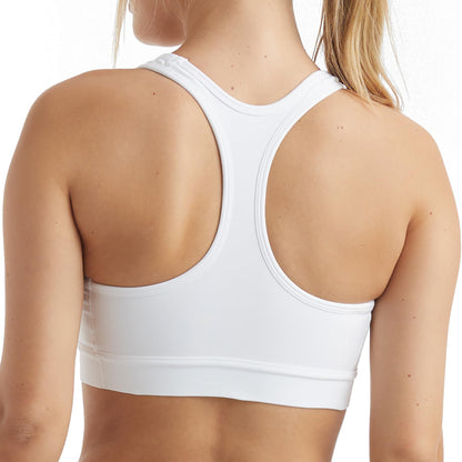 Hanes womens Compression Racerback Sports Bra, White, Large US