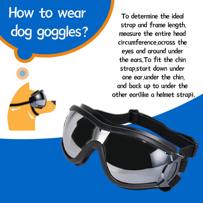 NVTED Dog Sunglasses Dog Goggles, UV Protection Wind Protection Dust Protection Fog Protection Pet Glasses Eye Wear Protection with Adjustable Strap for Medium or Large Dog (Pack of 1)