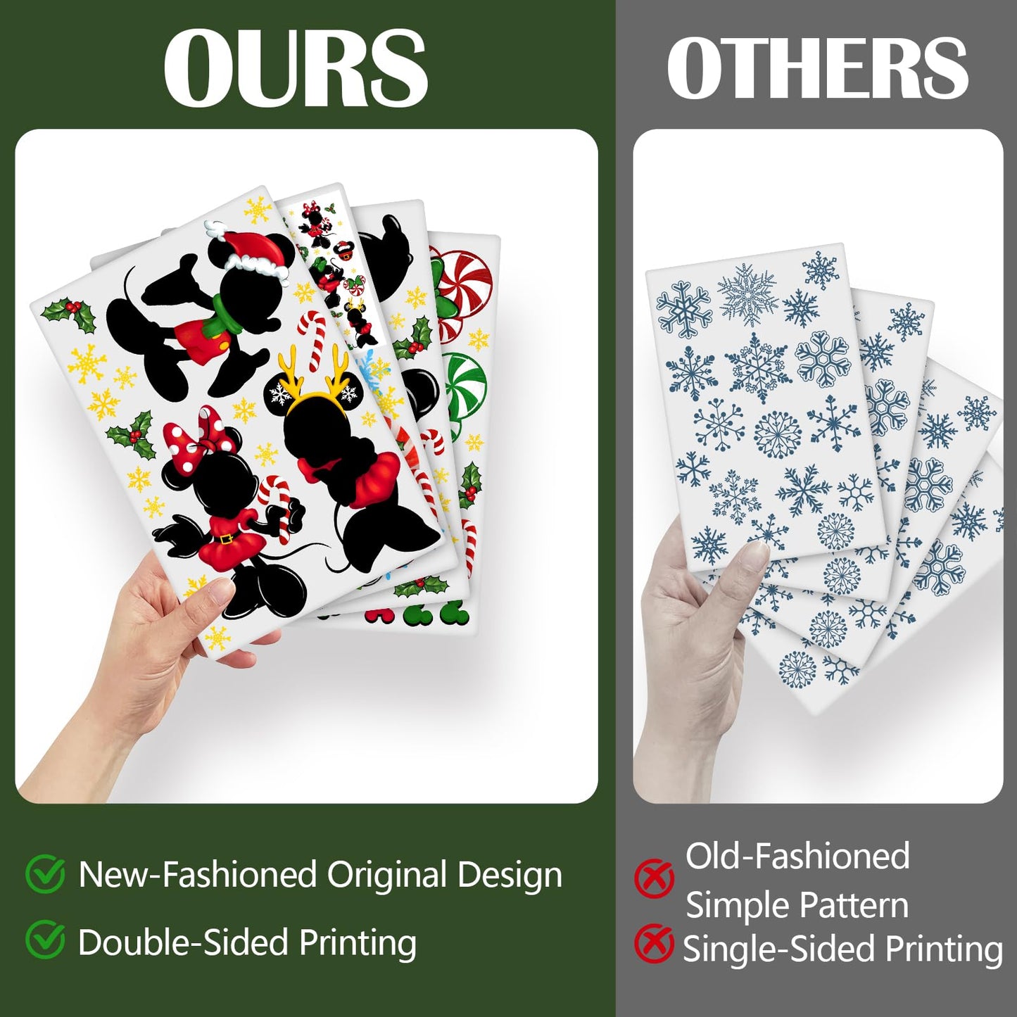 Yovkky Merry Christmas Window Clings, 2026 New Year Christmas Xmas Tree Green Red Stickers Decals Decor, Peppermint Candy Wreath Winter Snowflakes Holiday Party Home Kitchen Decorations