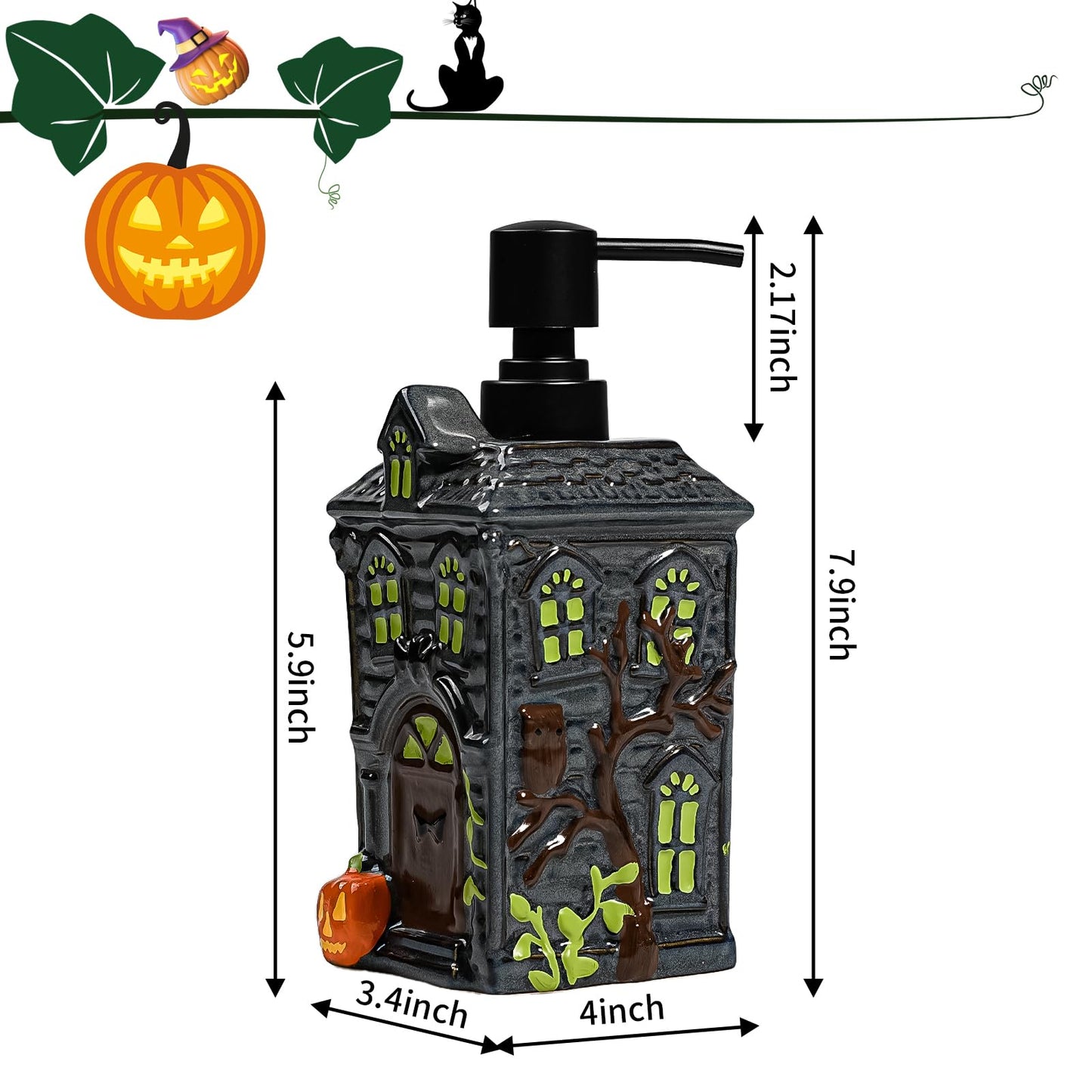 Amaauto Ceramic Soap Dispenser, Refillable 19OZ Liquid Soap with Pump, Ideal for Kitchen Bathroom Home Deco