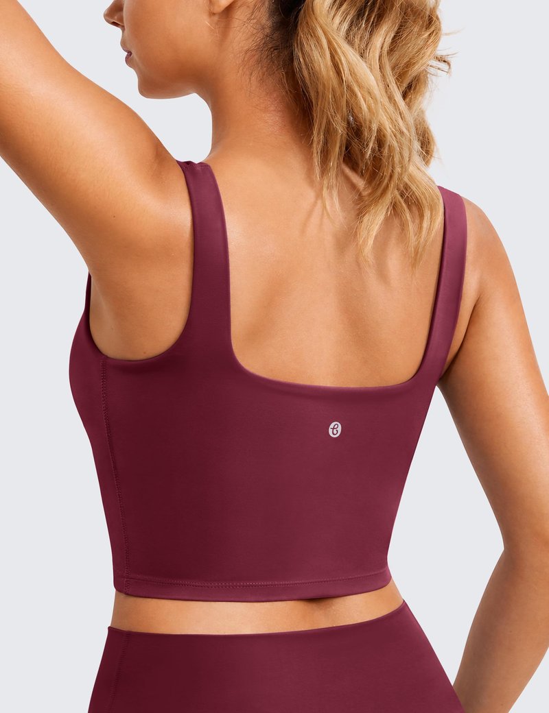BAYDI Clouduxi Square Neck Sports Bras for Women - Padded Workout Tops with Built-in Bra U Back Gym Yoga Crop Tank Top