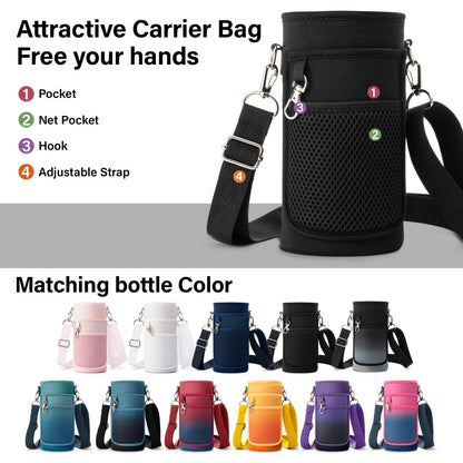 DYSANKY 32 oz Insulated Water Bottle | Thickened Stainless Steel Vacuum Metal | Portable Sports Water Jug for Gym and Hiking with Straw, Carrier Bag, Handle Strap | BPA-Free 32 oz, Black