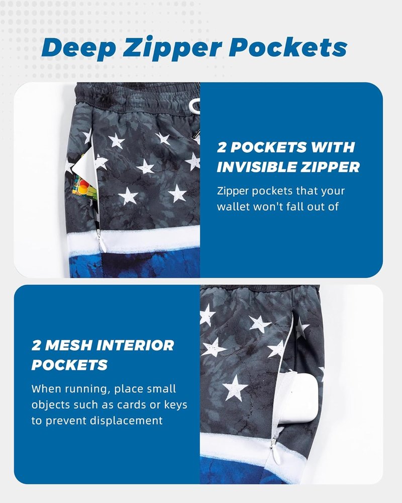 Men's Swim Trunks with Compression Liner - Quick Dry 5-Inch Bathing Suit with Zipper Pockets