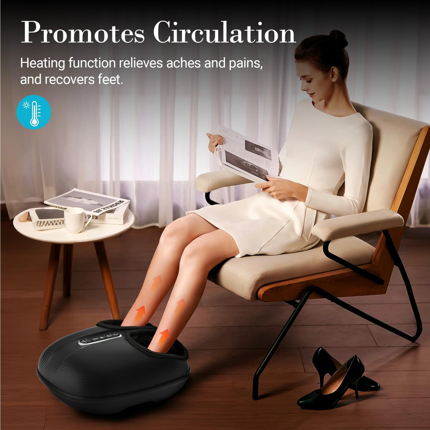 Foot Massager FSA Eligible HSA, Feet Massager with Heat for Plantar Fasciitis Relief, 5 Levels Compression & Vibration Massage for Neuropathy, Christmas Gifts for Women Men, Fits Up to 13"