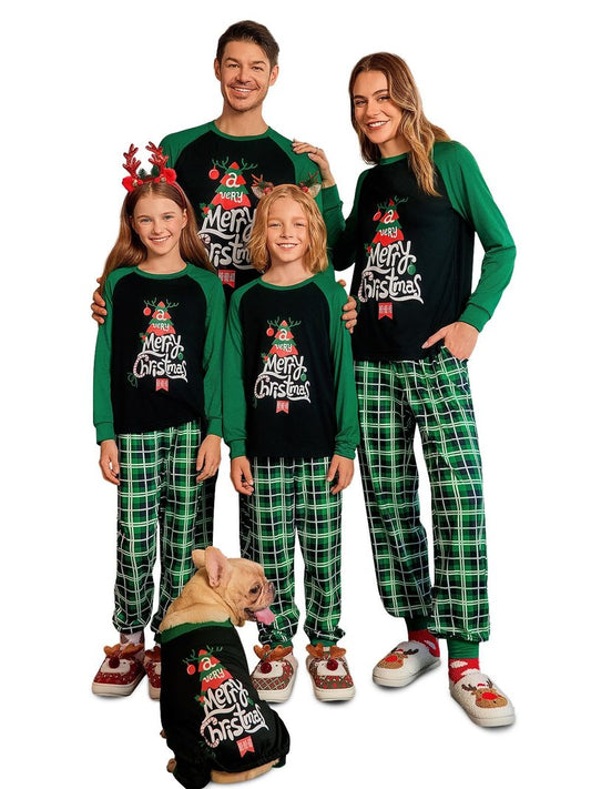Haloumoning Family Christmas Pajamas Matching Sets Xmas PJs Sets Holiday Jammies Sleepwear Green