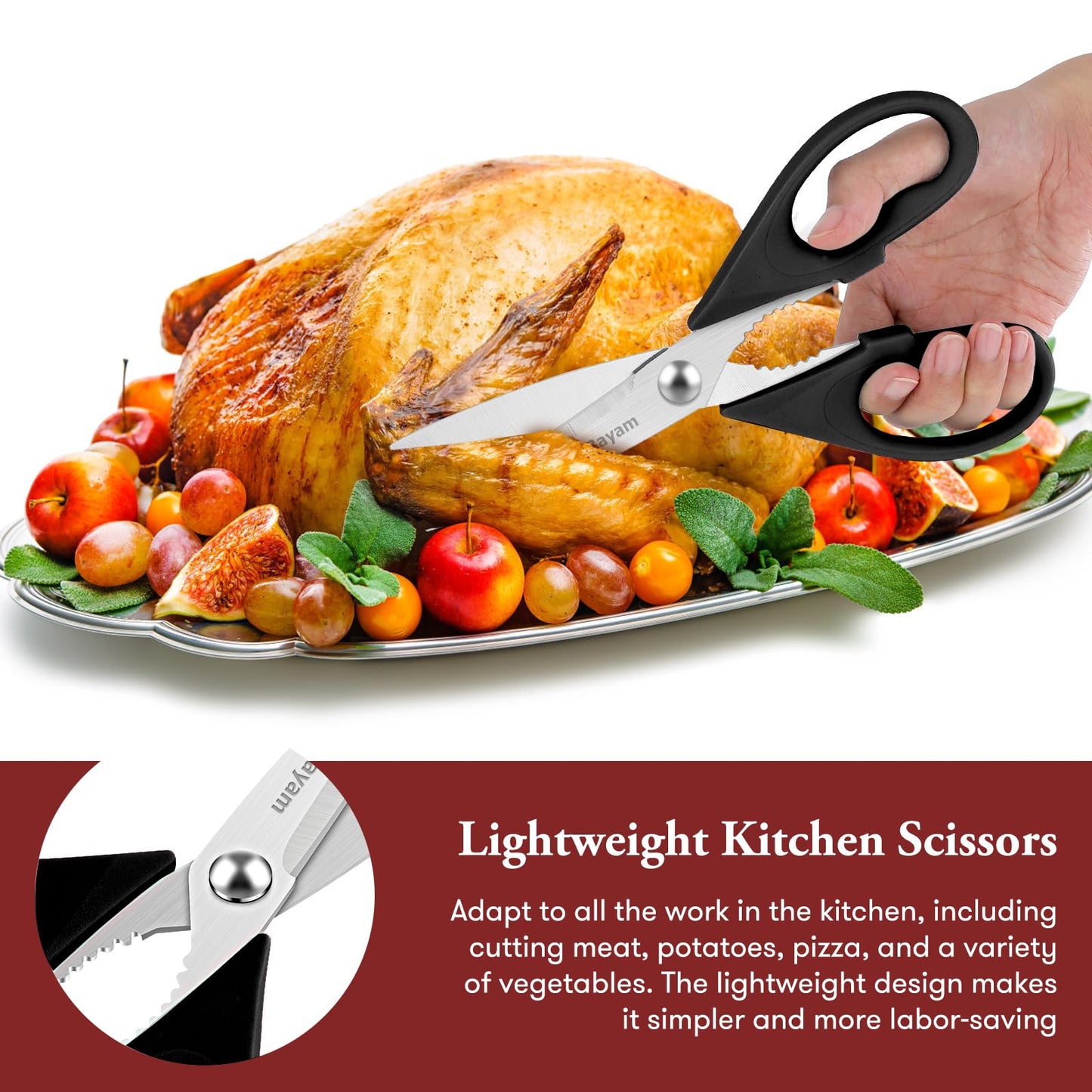 iBayam Stocking Stuffers for Men, White Elephant Gifts for Adults, Kitchen Scissors All Purpose Kitchen Shears 8.5" Cooking Scissors with Sheath, Black Kitchen Accessories, Kitchen Gadgets Utensils