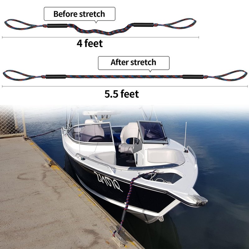 Botepon Bungee Dock Lines for Boats, Quick Connect No Knots, Shock Absorbing Mooring Lines, Boating Gifts for Men, Boat Accessories for Pontoon, Bass Boat, Jet Ski