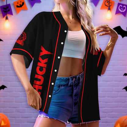 fat mummy Horror Doll Baseball Jerseys Shirt, Wanna Play Jersey Shirts for Men Women (L)