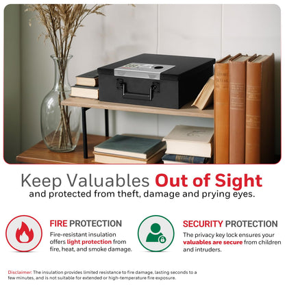 Honeywell Safes & Door Locks - Hideable Small Safe Box - Fire Resistant Document Safety Box for Home - Steel Security Digital Code Lock for Personal Items, Jewelry, Money Safe - 0.26-CU - Black - 6108