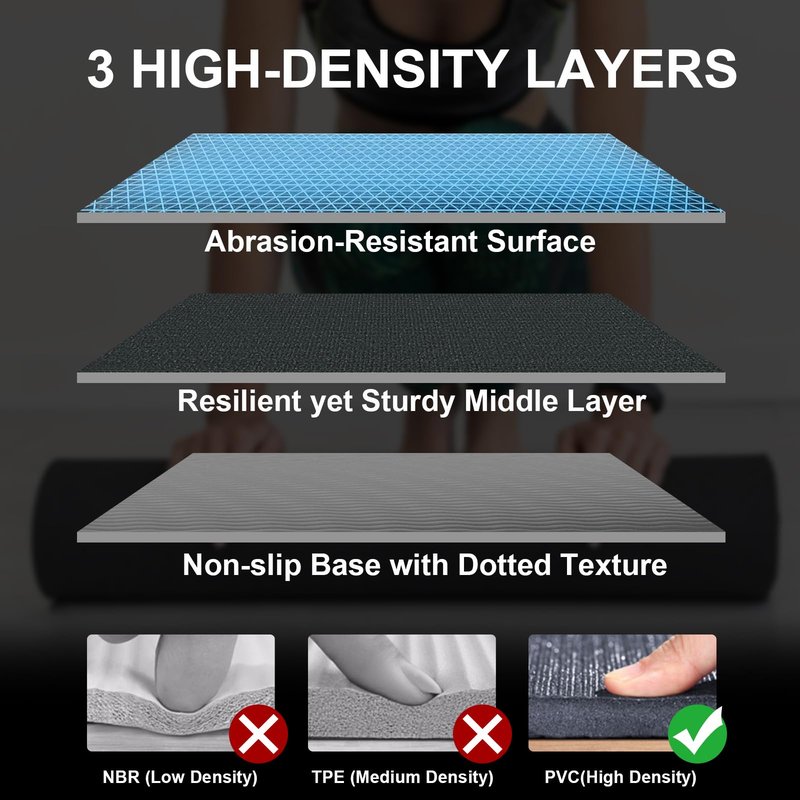 anngrowy Extre-Large Exercise Mat 8'x5'x7mm Gym Mat for Home Workout Equipment Flooring Mat Non-Slip Large Rubber Yoga Mat for Fitness, Weightlift, Cardio, Jump Rope, Plyo, MMA, Treadmill, Stretch