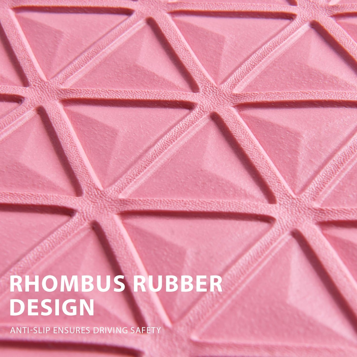 CAR PASS Bling Diamond Car Mats Rubber Floor Mats Full Set Anti-Slip 3D Rhombus Waterproof Trim to Fit Liner Universal Glitter Crystal Sparkly Shining Rhinestone Girl Women SUV Sedan Van, Pink Rubber