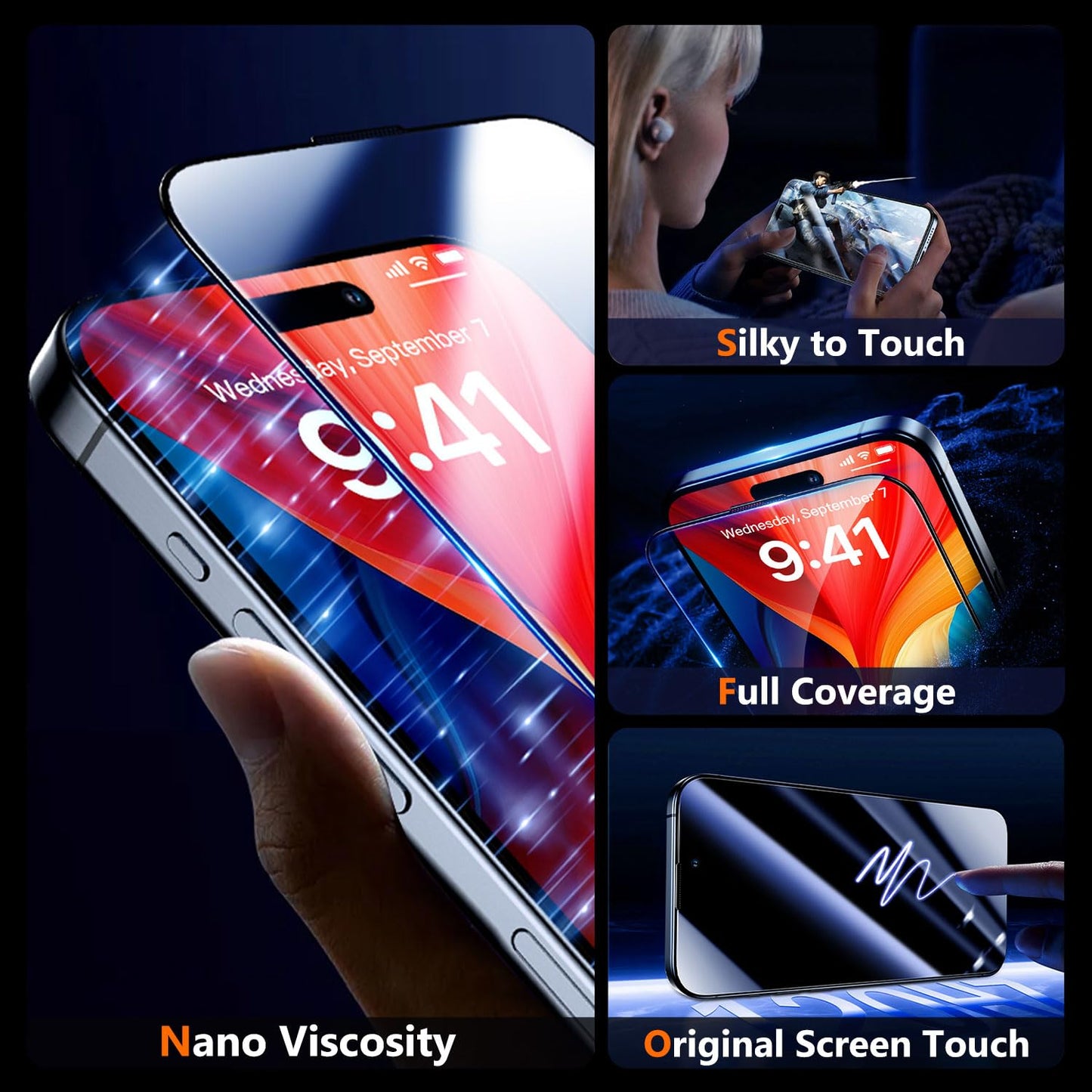 UniqueMe for iPhone 16 Pro Screen Protector - [Military Grade Shatterproof & 9H+ Hardness] Screen Protector 16 Pro Tempered Glass Full Coverage Protection, Easy Installation, 2 Packs
