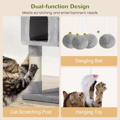 Globlazer Cat Trees and Towers for Multiple Adult Cats, 82-inch XXL Tall Cat Tree Tower for Indoor Cats with Scratching Post, 3 Perches, 2 Condos, 2 Hanging Baskets, F82, Light Grey